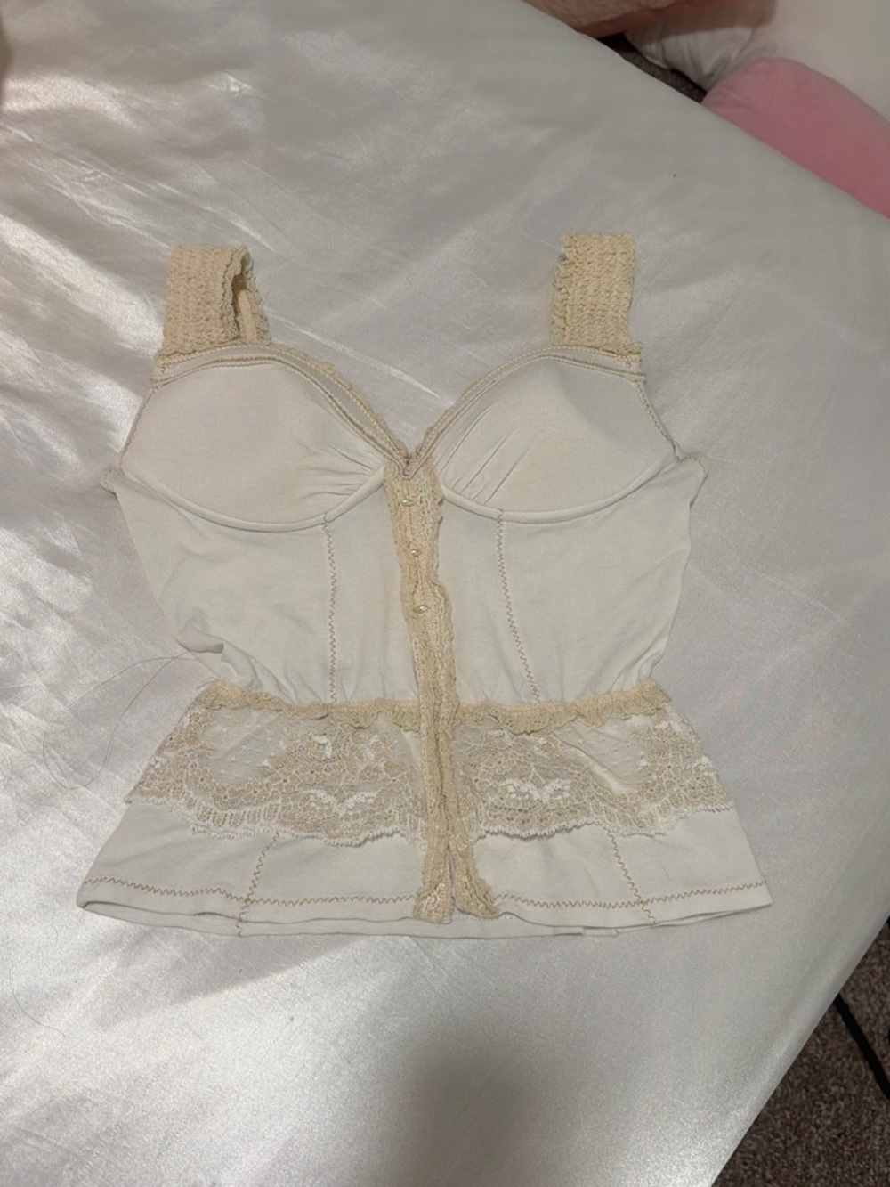 Cream Lace Trim Bustier Top